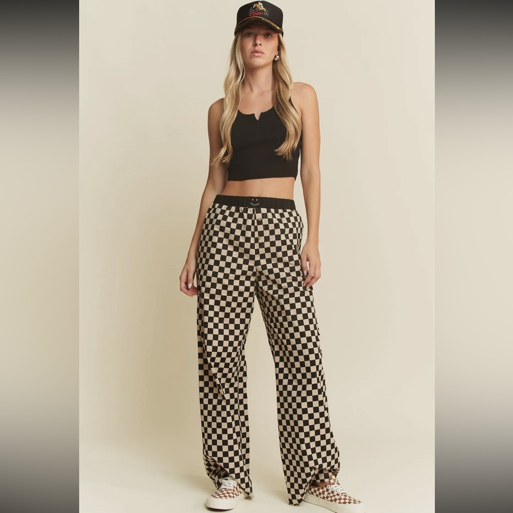 Straight Leg Checker Pants
